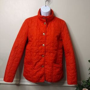 Coach Tomato Red Quilted Snap-Front Water/Wind Resistant Women's Jacket